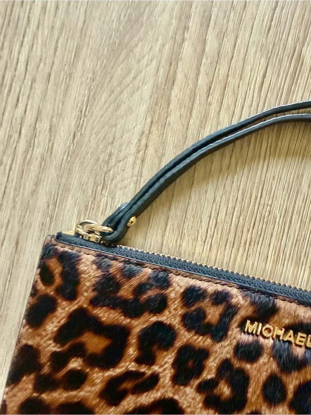 Michael Kors Leopard Print Wristlet Clutch - Brown/Black/Gold